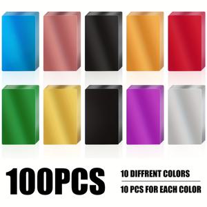 TEMU 100장 밝은 알루미늄 블랭크 명함, 금속 조각용 메탈 플레이트, 10색상, 각 색상당 10매, DIY 프로젝트 및 레이저 각인 명함, 선물 라벨 제작에 적합