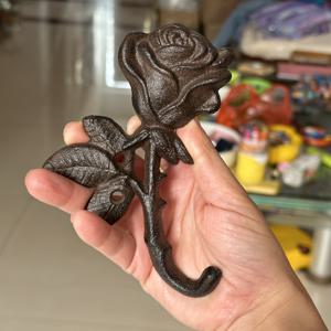 TEMU 1개 전통 주철 장미 후크, 유럽 및 미국 스타일 빈티지 철 아트 키홀더, 옷걸이, 키걸이, 벽걸이 금속 후크, 광택 마감, 쉬운 설치, 홈 바 장식 벽 장식용