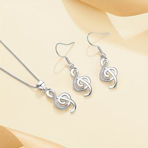 TEMU 여성을 위한 세트형 우아한 빈티지 럭셔리 음표 주얼리 세트, 목걸이와 귀걸이 포함 - 친구에게 이상적인 선물. 무대 공연, 파티, 음악 축제, 프로포즈, 결혼식 및 연회에 완벽함