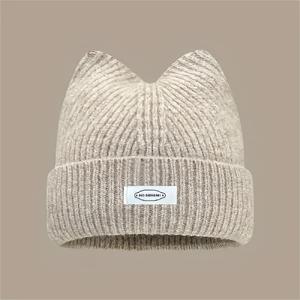 TEMU 귀여운 여성용 고양이 귀 모자, 가을/겨울에 완벽, 한국 스타일, 귀를 따뜻하게 유지하고 머리에 잘 맞도록 디자인됨