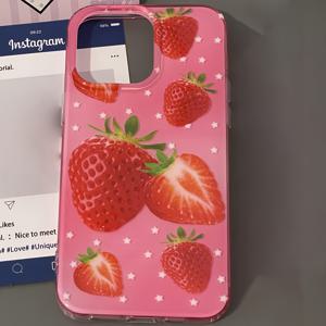 TEMU 귀여운 딸기 스타프루트 젤리 휴대폰 케이스, 아이폰 17 16 15 14 13 프로 맥스, Y2K 만화 케이스 및 기타 모델용, 내구성, 얼룩 방지, 지문 방지, , 남자친구, 남편, 아내, 친구 또는 자신을 위한 완벽한 생일 선물, 참신하고 트렌디함/남녀공용/최고의 선물~HL 화이트 대구멍 IMD-화이트-딸기 스타프루트 313GZ