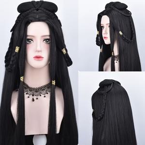 TEMU 여성용 중국 전통 가발 헤드기어 - 야키 헤어가 통합된 드레스, 문화 행사, 테마 파티 및 일상 착용을 위한 클래식 역할극 의상 (치파오 드레스와 호환 가능)