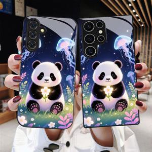 TEMU 휴대폰 케이스 - 귀여운 판다 만화 프린트 휴대폰 케이스, 삼성 갤럭시 S9+/S10/S20+/S20 울트라/S21 5G/S21+/S22/S23 플러스/S24 플러스/S25/S25 엣지/노트 9/노트 10/노트 10+/노트 20/노트 1208 울트라에 적합, 낙하 방지 강화 유리 보호 케이스