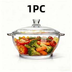 TEMU 고품질 유리 냄비 1개, 뚜껑이 있는 유리 케이서롤, 덮개가 있는 유리 찜냄비, 유리 볼, 유리 조리 용기, 유리 냄비, 전자레인지 및 오븐 사용에 안전, 수프, 우유, 파스타에 적합, 가정 및 주방에 적합