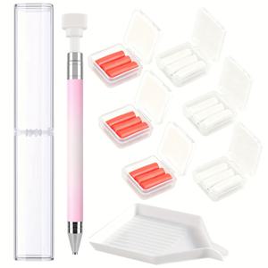 TEMU 자동 리필 왁스 펜, 18개 왁스 포함 아트 펜 및 보관함, 아트 액세서리 리필 왁스 펜, 아트 네일 DIY 공예용, 페인팅 라인스톤 픽서 도구용 자동 리필 왁스 펜, 라인스톤 어플리케이터,정밀 공구,사용하기 쉬운 펜,부드러운 작동,공예 액세서리, 페인터스,창의적인 전문가들