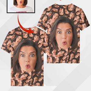 TEMU 맞춤형 남성 티셔츠 - 개인화된 얼굴/사진 프린팅, 전신 얼굴 교체, 캐주얼 반팔 라운드넥, 파티, 프로모션 및 선물용 사진 업로드 - 남성용 (세탁기 사용 가능)