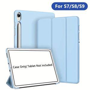 TEMU 삼성 갤럭시 A7 라이트/A8/A9+/S6 라이트/S7/S8/S9/S9 FE/S10/S10 FE/S10 라이트 태블릿 케이스, 스마트 커버 스탠드, 자동 웨이크/슬립, 가볍고 스크래치 방지 소프트 케이스, P610/X200/X110/X210/8.7/10.5/10.9/11인치 보호 커버