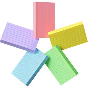TEMU 3x5인치 컬러 줄무늬 스티커 메모, 200장 팩, 헤비듀티, 인덱스 카드 효과 다기능, 5색 개별 팩, 학습/사무실/가정/학교용