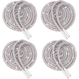 TEMU 반짝이는 스타일의 신발끈 4개 세트, 반짝이는 라인스톤 장식, 운동화, 스웨트셔츠, 후드티, 부츠, 재킷에 완벽, 배터리 없음