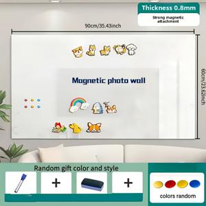 TEMU 마그네틱 화이트보드 벽 스티커 키트 1세트, 마커 및 지우개 포함 - 화이트보드 필름 1개 + 자석 4개 + 마커 1개 + 지우개 1개, 가정 사무실용 재사용 가능한 필앤스틱 메모 보드, 계획/교육/회의용 4가지 사이즈 옵션