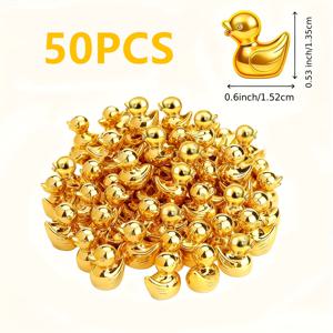 TEMU 50개 반짝이는 미니 전기 도금 금색 오리 조각상, 홈 데코레이션용 클래식 동물 조각, 데스크탑 피규어, 파티 선물, 레진, 바닥 설치, 추수감사절 야외 정원 미니어처