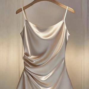 TEMU 섹시 슬림핏 캐미솔, 딥 V넥라인, 사이드 러칭, 패셔너블 여성복 by Gavin, 고급 아세테이트 새틴 여성 캐미솔, 드레이프드 넥라인과 허리 슬림 디자인, 다용도 탑으로 수트와 레이어링 또는 베이스 레이어로 활용 가능, 부드러운 소재로 제작된 살구색