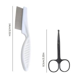 TEMU 2피스 세트, 전문가용 애완동물 눈물 얼룩 가위 및 얼굴 빗 | 강아지 및 고양이를 위한 정밀 그루밍 도구, 둥근 헤드 안전 디자인, 눈물 얼룩 및 엉킴된 머리카락 제거, 청소 및 그루밍 필수품