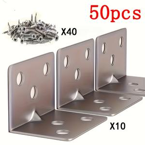 TEMU 50개/60개 헤비듀티 스테인리스 스틸 L자형 앵글 철제 브래킷 나사 포함 - 가구, 선반, 캐비닛, 테이블, 선반용 두꺼운 재질 - 조립용 L자형 조인트 커넥터