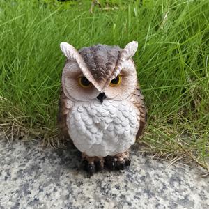 TEMU 1개 귀여운 올빼미 커플 컨트리 스타일 야외 조각상 4.01인치 농장 곡물 작물 새 퇴치 동물 쫓는 장치 독수리 컨트리 정원 발코니 안뜰, 잔디밭 및 원예 야외 장식 조각상에 적합