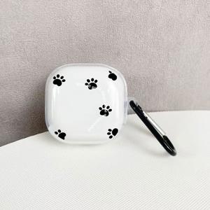 TEMU 삼성 갤럭시 버즈2/프로/갤럭시 버즈 라이브/FE용 검은 고양이 발바닥 프린트 패턴 이어버드 케이스, 갤럭시 버즈2 프로용 보호 커버, FE 이어버드 보호 케이스, 갤럭시 버즈 프로용 소프트 케이스