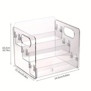 TEMU 데스크탑 수납 상자, 다층 책장, 그림책 진열대, 투명 아크릴 정리 선반 (레이어형 칸막이 포함), 안정성 확보 및 기울어짐 방지를 위한 리즈 패널 디자인