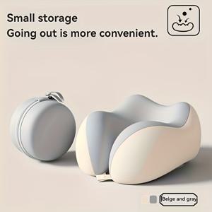 TEMU 휴대용 목과 자세 지원용 경추 베개 - C-서포트 칼라 충전재 포함, 차량, 사무실, 비행기용 컴팩트 여행 및 가정용 - 그레이 인체공학적 척추 지원 장치