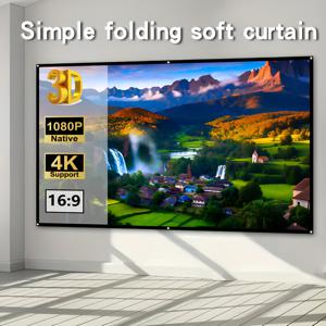 TEMU 가정용 시네마, 모임 및 행사용 휴대용 접이식 프로젝션 스크린; 실내 및 실외 정원 환경 모두에 적합; 4K Ultra HD 해상도 지원; 내구성이 뛰어남