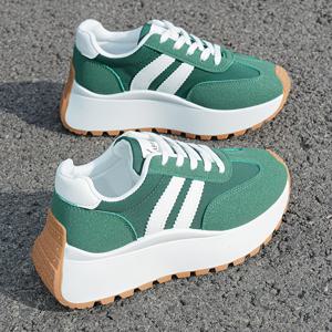 TEMU 2026 봄/가을 신상 두꺼운 밑창 아빠 스니커즈 | 다용도 컬러 블록 경량 스포츠 화이트 슈즈, 부드러운 밑창, 레이스업 클로저, 로우탑 디자인