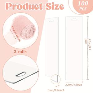 TEMU 2D 직사각형 아크릴 블랭크 책갈피 100개, 선물 태그용 연한 핑크 리본 2롤 포함, 공예 및 고급 파티 선물 카드 제작에 적합