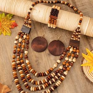 TEMU 손으로 만든 나무 비즈 목걸이 - 다층 빈티지 보석, 및 장식, 청소년 패션, 여행 및 축제 액세서리, 보석, 여행 액세서리, 초크 스타일, 자연 나무 마감, 청소년용