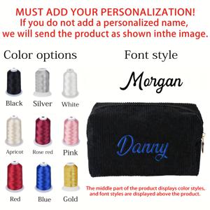 TEMU 개인 맞춤 메이크업 파우치, 시크한 코듀로이 여행 케이스, 튼튼한 대용량 뷰티 가방, 깔끔하게 정리된 화장품 파우치, 가벼운 여행용 메이크업 가방, 독특하게 맞춤 제작된 화장품 가방, 레트로 코듀로이 디자인 뷰티 파우치, 세척이 용이한 화장품 가방