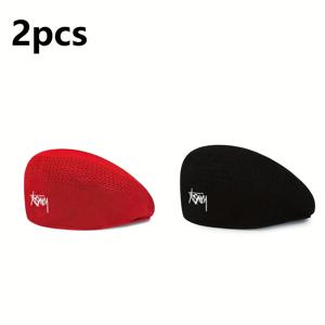 TEMU 여성을 위한 트렌디한 스트리트 스타일 베레모 2개 세트. 캐주얼 웨어에 완벽합니다. 가볍고, 빈티지, 귀엽고, 패셔너블하며, 달콤하고, 생생하며, 통기성이 좋습니다. 야외 여행에 이상적입니다.