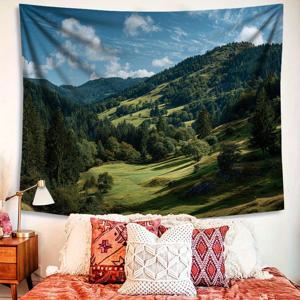 TEMU []1개 복숭아 스킨 벨벳 태피스트리, 초록 언덕 나무 배경, 가볍고 쉽게 걸 수 있으며 세탁기 사용 가능. 거실, 침실, 사무실 분위기 개선에 이상적이며 사계절 내내 활용 가능