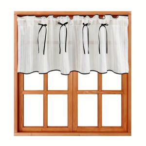TEMU 보우 로드 포켓이 있는 일본풍 간편형 짧은 커튼 단면, 주방, 작은 창문 또는 농가 스타일 장식에 적합