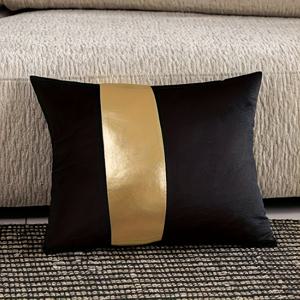 TEMU 1개 럭셔리 소프트 블랙 더치 벨벳 스티칭 골드 인조 가죽 쿠션 커버, 고급스러운 장식용 쿠션 커버 베개커버, 거실 소파 침실 베이 윈도우 침대용, 사계절, 크리스마스 추수감사절 선물 & 장식