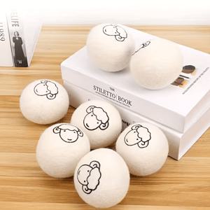 TEMU 건조기 양모볼 6P세트 세탁 울 드라이볼 빨래 먼지 드럼세탁기 구김방지 유기농 양모건조볼 화이트