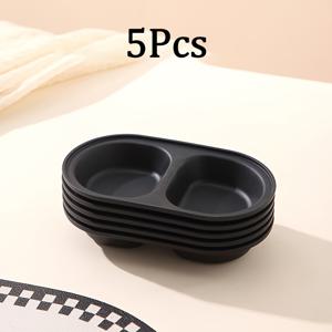 TEMU 3/5개 세트, 블랙 2칸/3칸 양념 접시, 핫팟, 바베큐, 스시 소스 접시, 가벼운 플라스틱 재사용 가능, 스시, 디저트, 간장, 식초, 샐러드 드레싱, 딥 소스, 바베큐 소스, 등, 주방용품, 새해 선물, 발렌타인데이 선물, 친구와 가족을 위한 선물