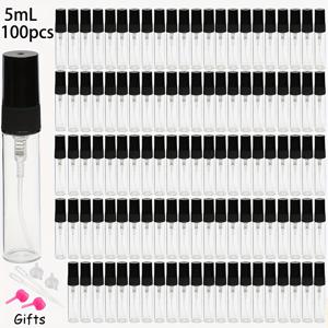 TEMU 투명 스프레이 병 100개입, 향수 및 에센셜 오일용 유리 리필 가능 용기, 깔때기, 스포이드, 디스펜서 등 추가 용품 포함
