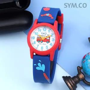 큐앤큐 VR99J-019Y 학습에 좋은 소방차 캐릭터 어린이 아동 우레탄 시계 c