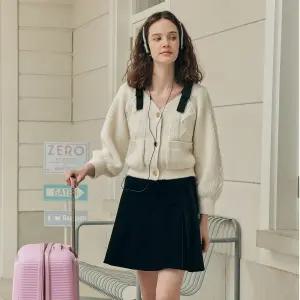 제로스트릿 여성 2컬러 프렌치 리본 가디건