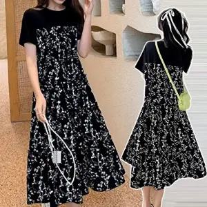 여성 여름 데이트룩 우아한 감성 여신 반팔 원피스 (KYR-WFHYHWB)