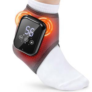 통증 완화를 위한 무선 발 및 발목 마사지기, 마사지가 포함된 온열 패드, 보조기 랩, 3가지 열 레벨, 진동 모드, 자동 차단