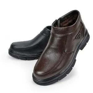 인조퍼 방한화 키높이방한화 소가죽 겨울 옆지퍼 부츠 내부