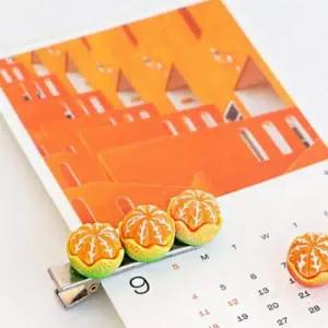 [골드스마일]아기용 제주 감귤 새싹 헤어핀 머리 장식 삔 귀여운 머리핀