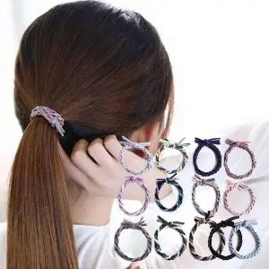 헤어고무줄 팔찌형머리끈 꼬임매듭컬러끈 고무줄세트 13P