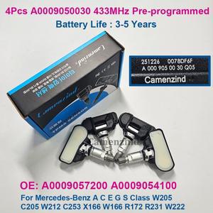 4개 TPMS 센서 A0009050030 433MHZ 메르세데스 호환-벤츠 호환 A C E G S 클래스 W205 C300 W212 X166용