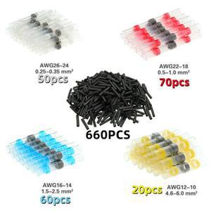 860PCS 전기 와이어 커넥터 열 수축 솔더 씰 버트 터미널 키트 슬리브 방수