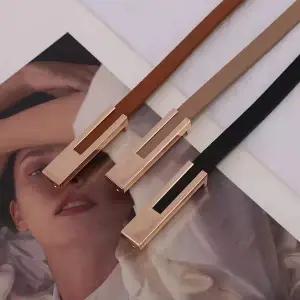 사각버클 TSC455L4 여성 심플 가죽 캐주얼 허리띠 원피스 벨트