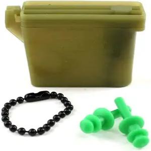 체인 및 케이스가 있는 뱅가드 밀리터리 이어 플러그(녹색 소형)