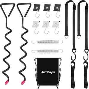 바람용 헤비 듀티 RV 차양 타이다운 키트 캠핑카 앵커 간편한 설치 사전 조립 두꺼운 스트랩 액세서리(타입