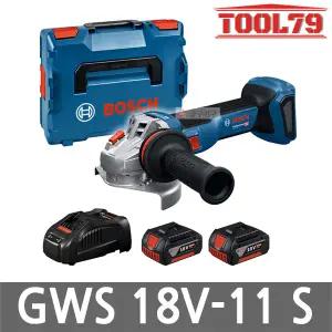보쉬 GWS18V-11S 충전 그라인더 18V 5.0Ah 배터리 2개 100mm 6단 속도조절 M10 무선 절단 절삭
