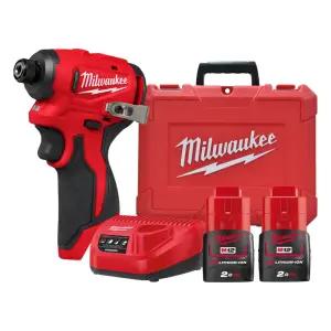 밀워키 M12 BLIDRC-202C 충전 임팩 드릴 12V 2.0Ah 배터리 2개 세트