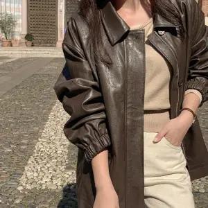 오딘 루즈핏 하프 레더 자켓 봄 가을 데일리룩 데이트룩