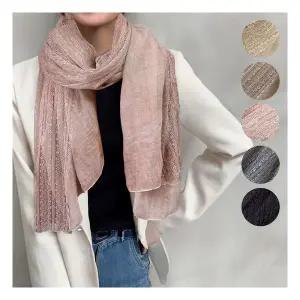 어나더뷰 린넨 레이스 롱 스카프 빅사이즈 간절기 머플러 2132